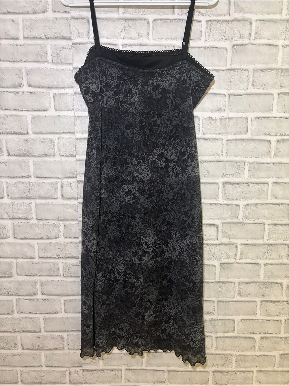 Garage Black Lace Midi Slip Dress with Adjustable Straps, Large - Picture 6 of 7